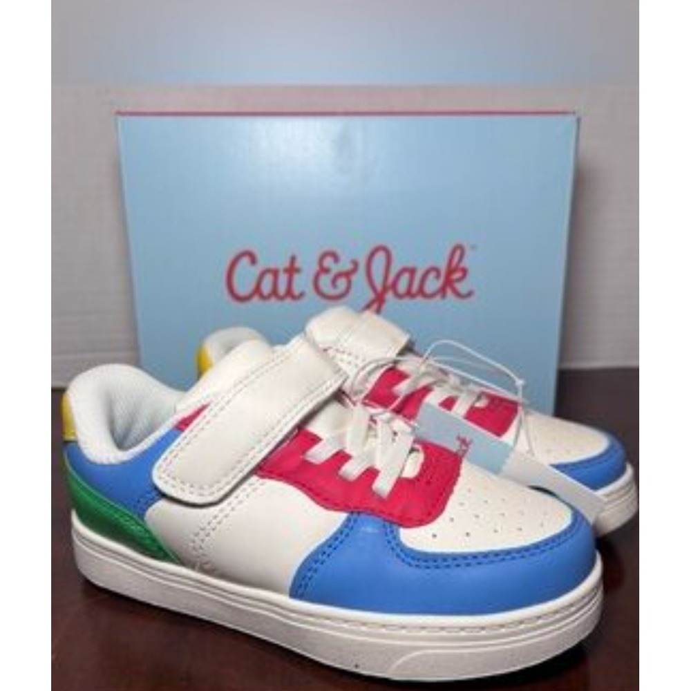 Cat & Jack Kids Colorblock Sneakers White Blue Green Red Yellow 12 NEW In Box